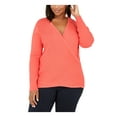 thumbnail image 1 of INC Womens Orange Long Sleeve Surplice Neckline Sweater Plus 2X, 1 of 3