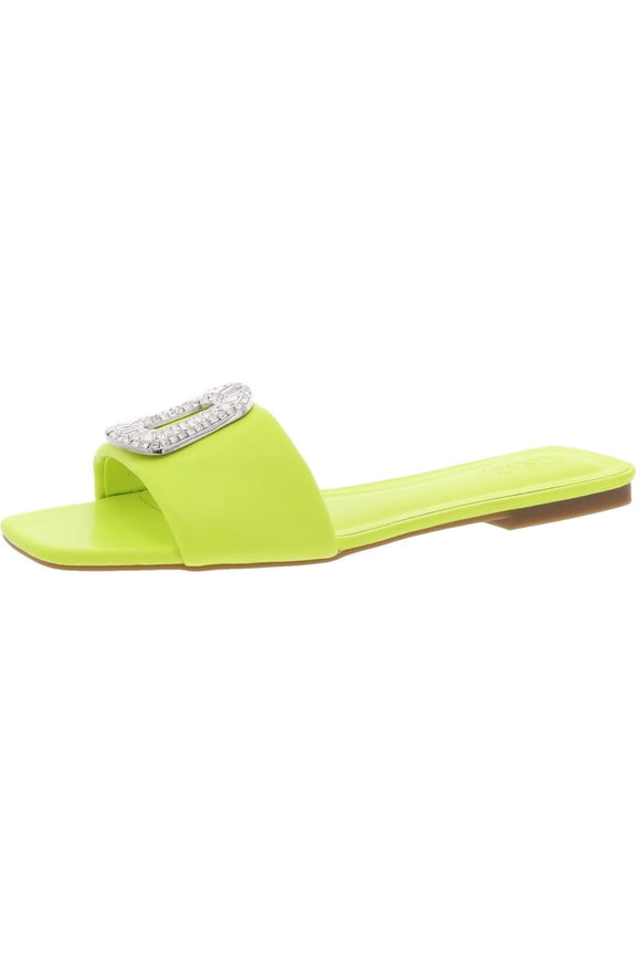 Womens Paden Embellished Faux Leather Slide Sandals