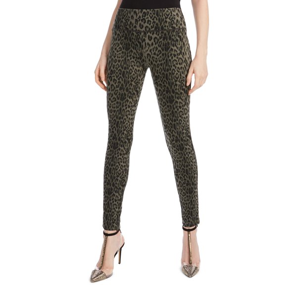 INC Womens Pants Leopard Print Skinny Ponte Knit Stretch   Green 2