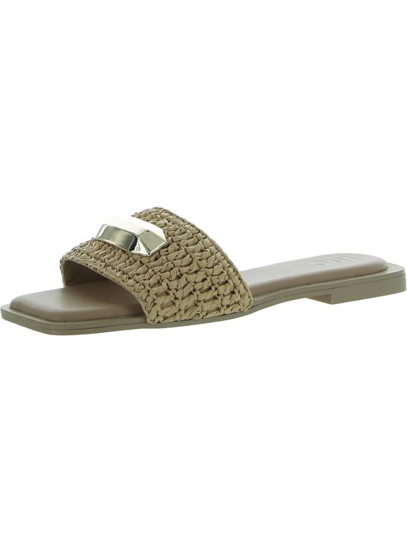 Womens Paramita Square Open Toe Raffia Slide Sandals