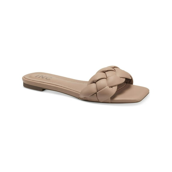 INC Womens Partee Faux Leather Slip On Slide Sandals