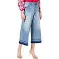 thumbnail image 1 of INC Womens Petites Cropped Destructed Wide Leg Jeans Blue 10P, 1 of 2
