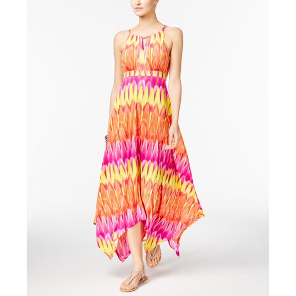 INC Womens Petites Printed Embellished Sundress Orange PS