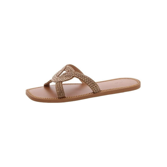 INC Womens Peytton Square Toe Slip On Slide Sandals