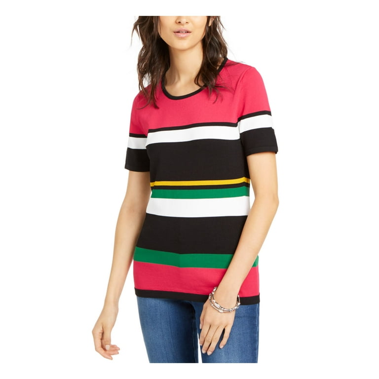 Scoop neck color block sweaters on sale