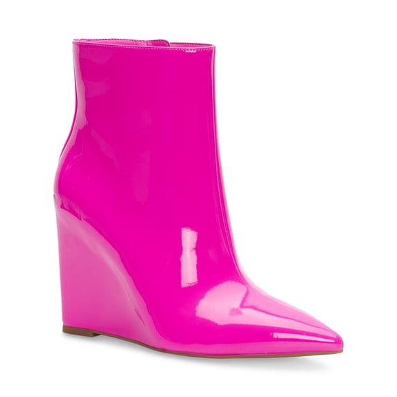 INC Womens Pink Comfort Hidden Heel Azah Pointed Toe Wedge Zip-Up Dress Booties 7 M