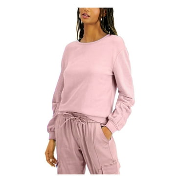 INC Womens Pink Cotton Blend Embellished Sleeves Sweatshirt M