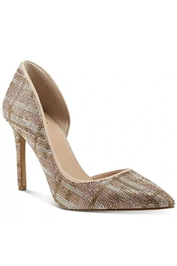 Womens Pink D'orsay Embellished Kenjay Pointed Toe Stiletto Slip On Dress Pumps Shoes 8 M