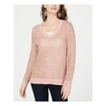 thumbnail image 1 of INC Womens Pink Pointelle Long Sleeve V Neck Casual Sweater L, 1 of 2
