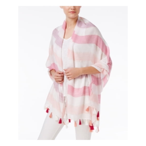 INC Womens Pink Rayon Striped Lightweight Scarf