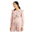 thumbnail image 1 of INC Womens Pink Ruffled Printed Long Sleeve Top S, 1 of 4