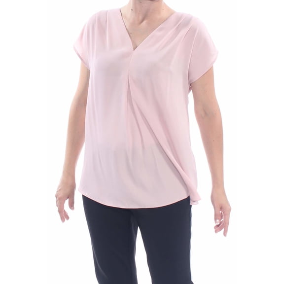 INC Womens Pink Short Sleeve Jewel Neck Top  Size S