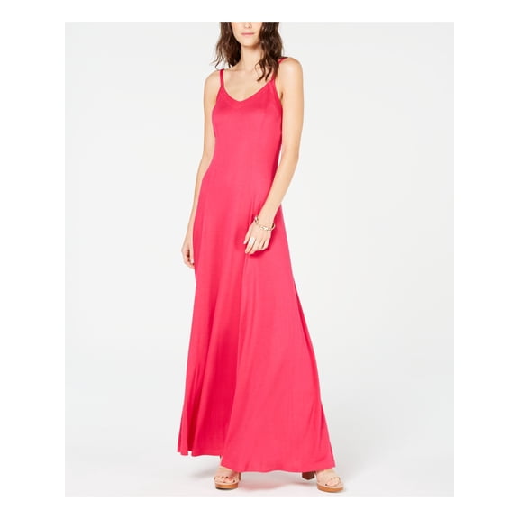 INC Womens Pink Spaghetti Strap Scoop Neck Maxi Shift Dress Size: M