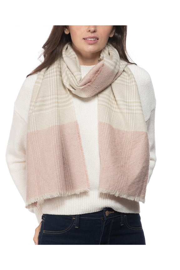 Womens Plaid Colorblock Muffler Scarf Pink O/S