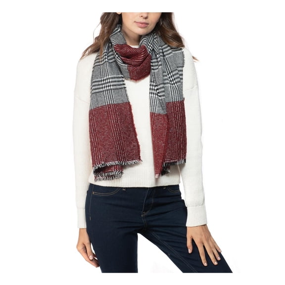 INC Womens Plaid Colorblock Muffler Scarf Red O/S