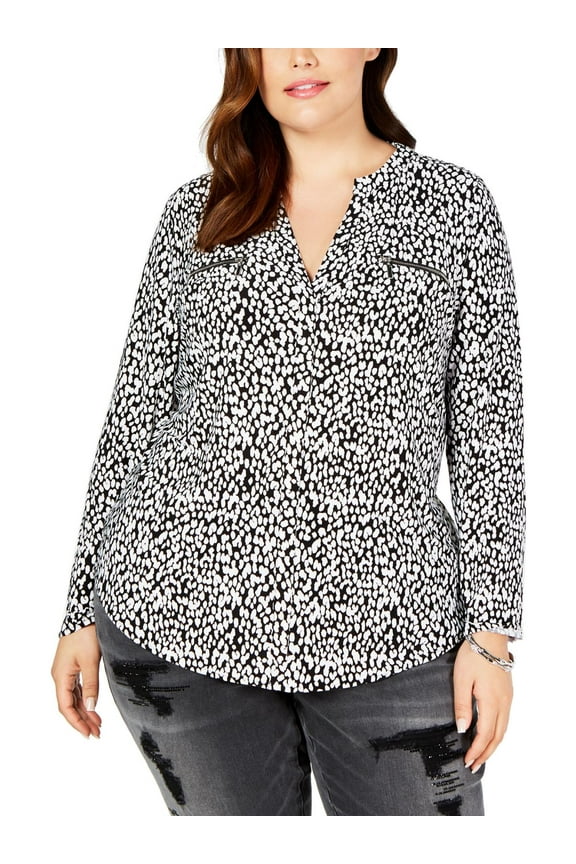 Plus Size Printed Zip-Pocket Top, Created for Macy's