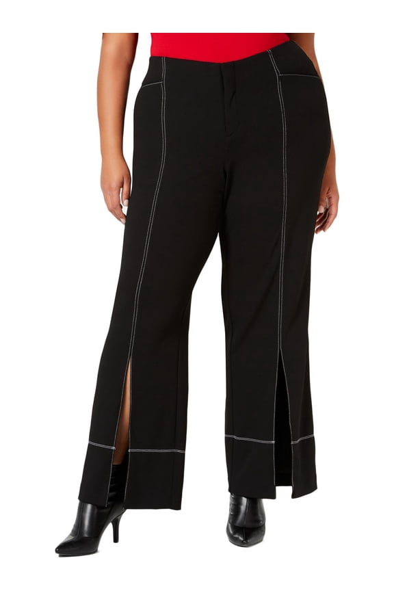 Plus Size Slit Front Pants Deep Black 24W