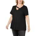thumbnail image 1 of INC Womens Plus Cut-Out Short Sleeve T-Shirt, 1 of 2