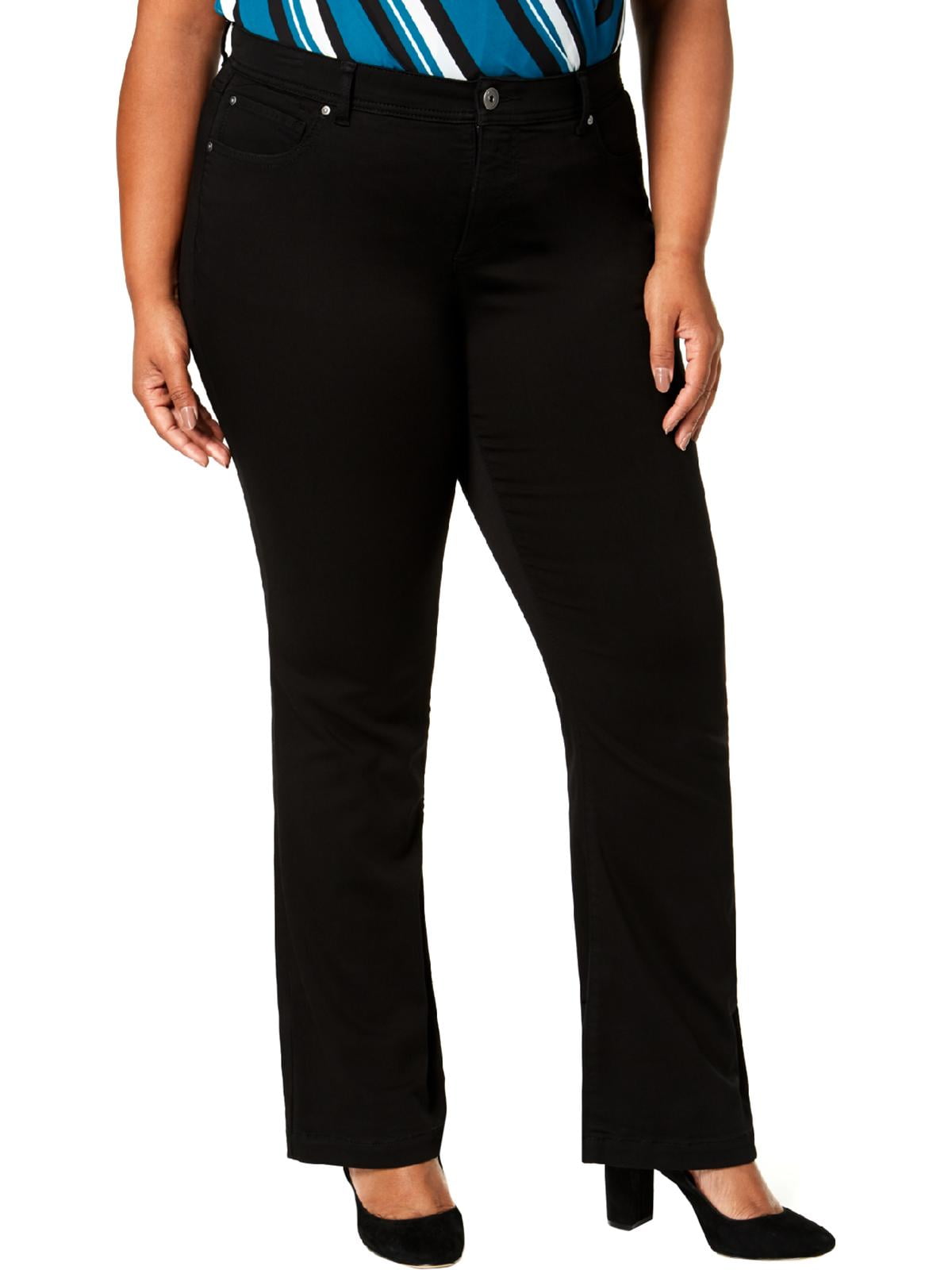 INC Womens Plus Denim MidRise Bootcut Jeans Black 14W