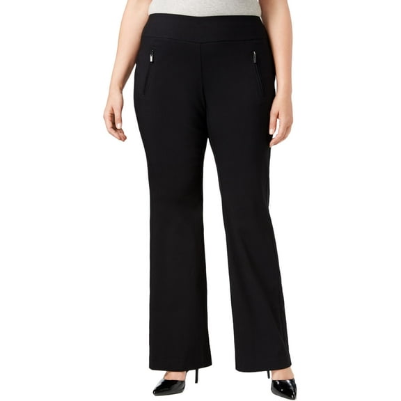INC Womens Plus Double Zipper Mid Rise Wide Leg Pants