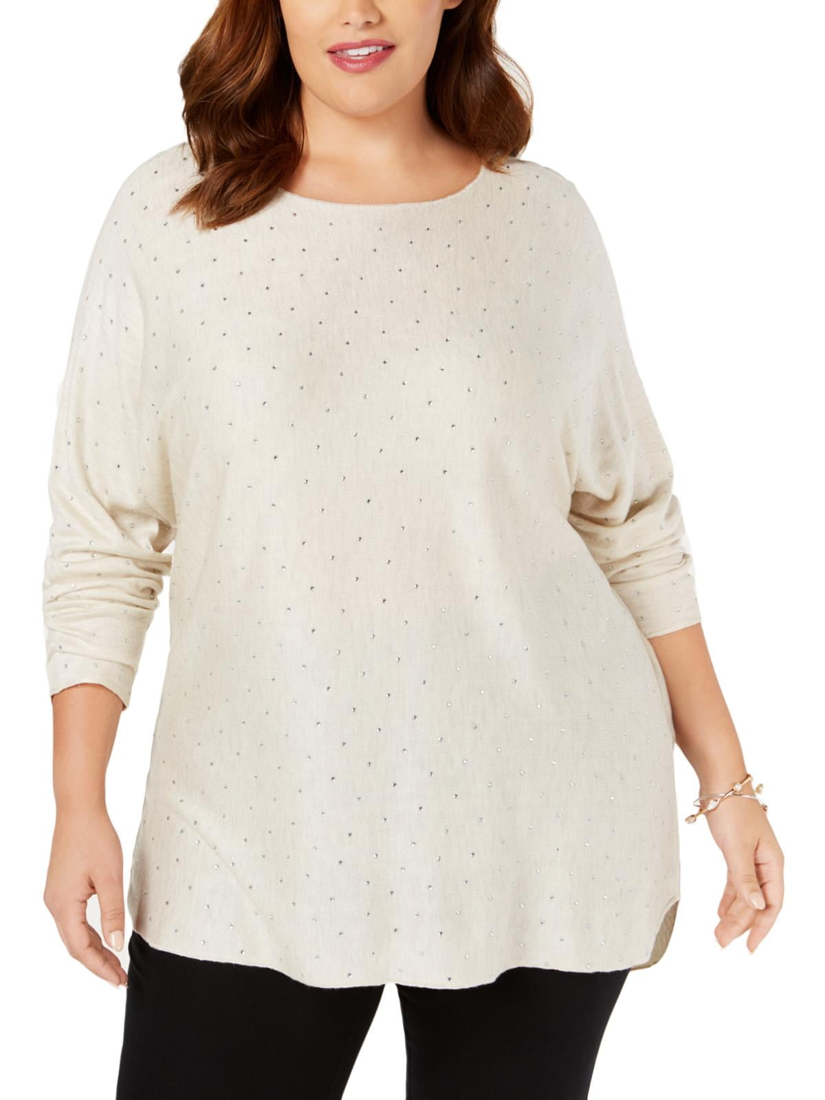 INC Womens Plus Embellished Hi Low Pullover Sweater Walmart
