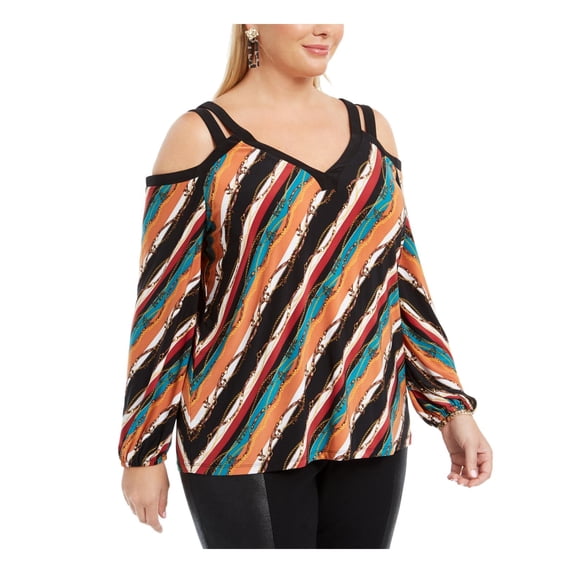 INC Womens Plus Keyhole Cold Shoulder Top