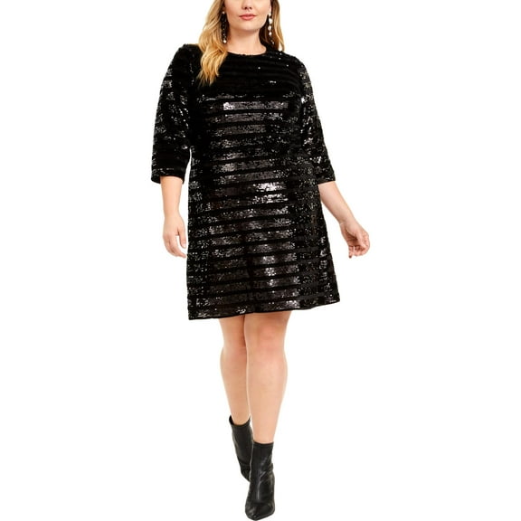 INC Womens Plus Sequined Above Knee Sheath Dress