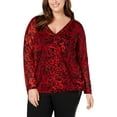 thumbnail image 1 of INC Womens Plus Surplice Printed Blouse, 1 of 2