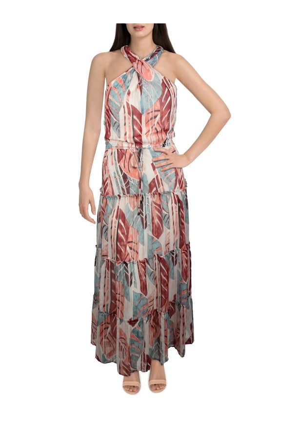 International Concepts Womens Printed Halter Dress Palm Canvas XL