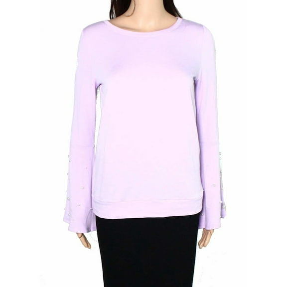 INC Womens Purple Long Sleeve Jewel Neck Top L