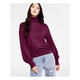 thumbnail image 1 of INC Womens Purple Stretch Ribbed Pleated Elasticized Hem Blouson Sleeve Turtle Neck Sweater XS, 1 of 4