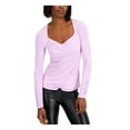 thumbnail image 1 of INC Womens Purple Stretch Ruched Long Sleeve Queen Anne Neckline Wear To Work Top XL, 1 of 4