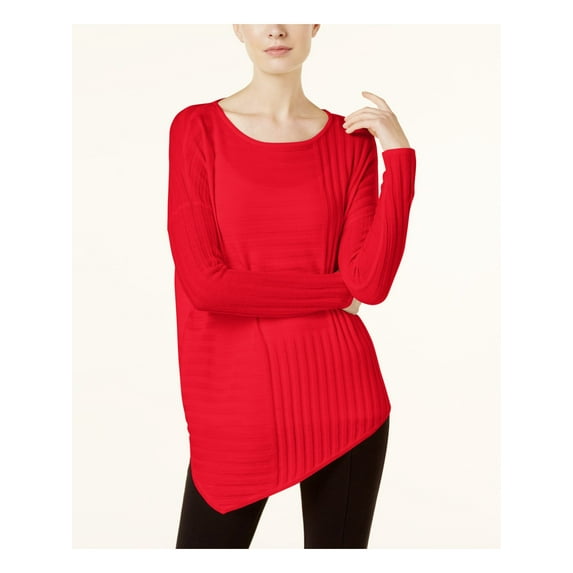INC Womens Red Long Sleeve Scoop Neck Sweater Size: L