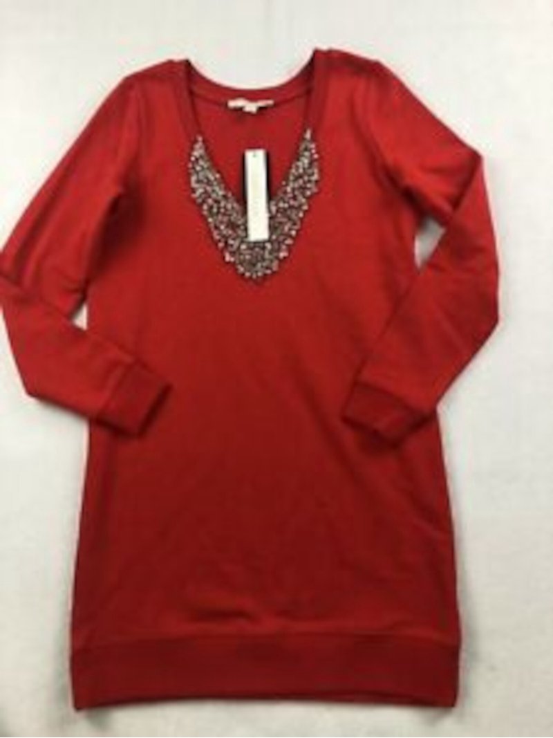 INC Womens Red Long Sleeve V Neck Short Shift Dress Size: S - Walmart.com