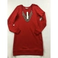 thumbnail image 1 of INC Womens Red Long Sleeve V Neck Short Shift Dress Size: S, 1 of 2