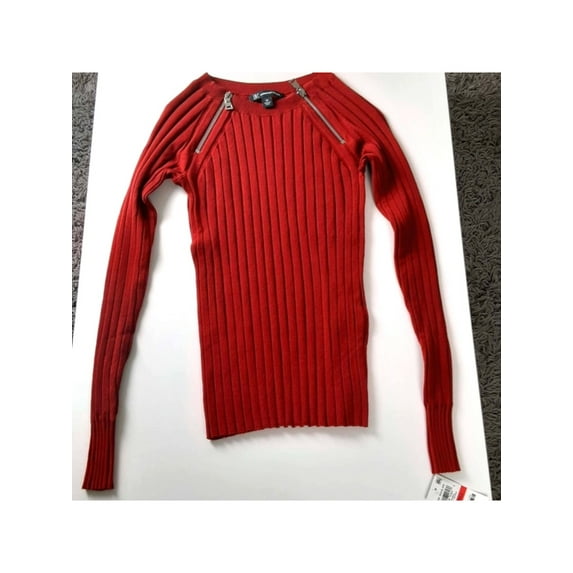INC Womens Red Raglan Jewel Neck Top Size: XS