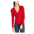 thumbnail image 1 of INC Womens Red Ribbed Long Sleeve Open Cardigan Button Up Sweater Size: M, 1 of 4