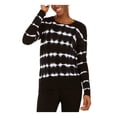 thumbnail image 1 of INC Womens Ribbed Knit Tie-Dye Crewneck Sweater Black XS, 1 of 2
