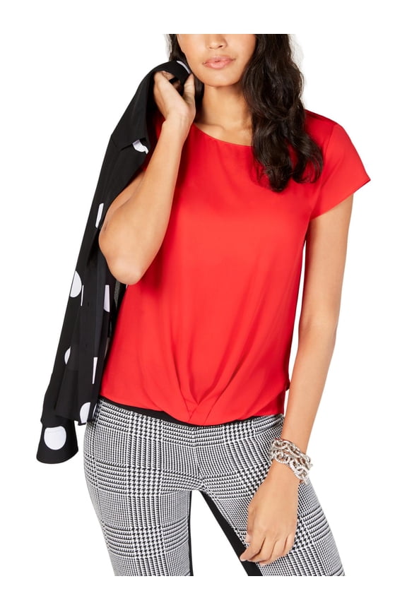 Womens Ruffled Pleated Pullover Top
