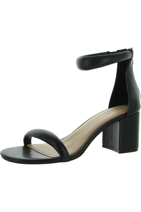 Womens Sassia Faux Leather Ankle Strap Block Heels