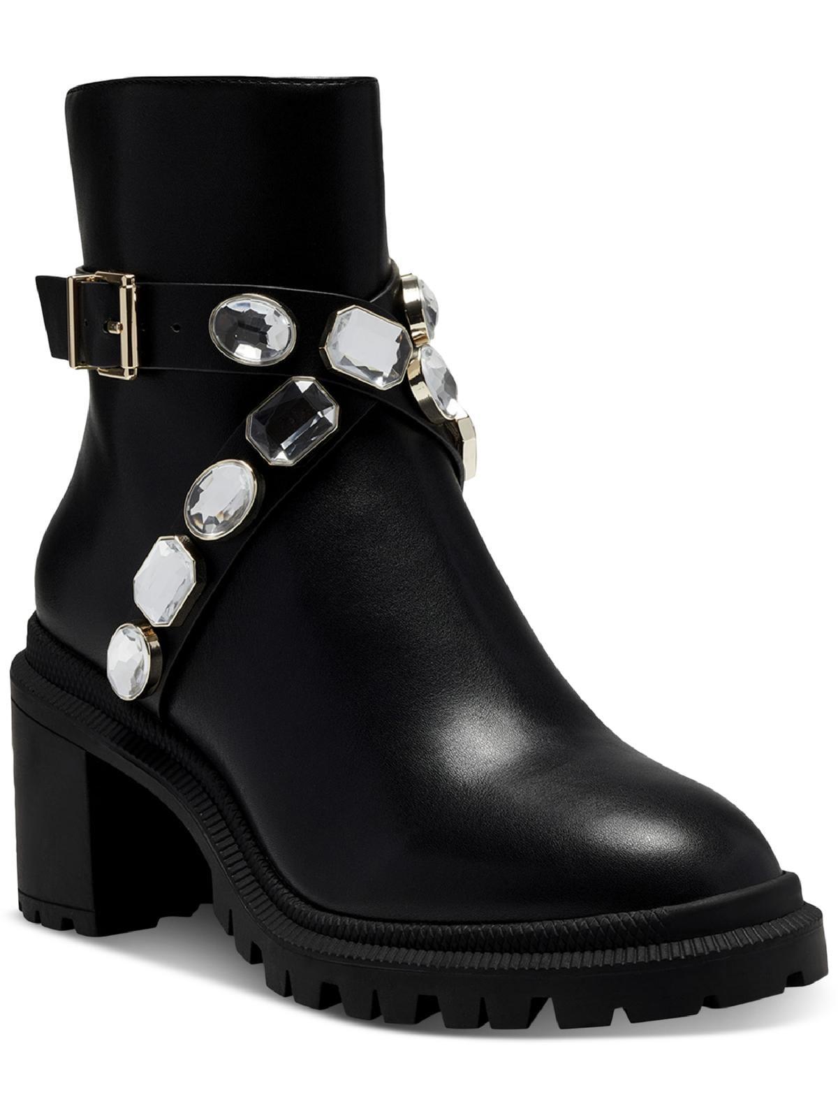 INC Womens Sebrinel Faux Leather Embellished Ankle Boots