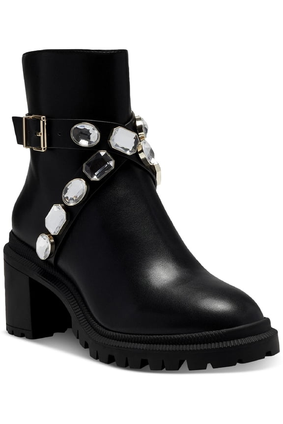 Womens Sebrinel Faux Leather Embellished Ankle Boots