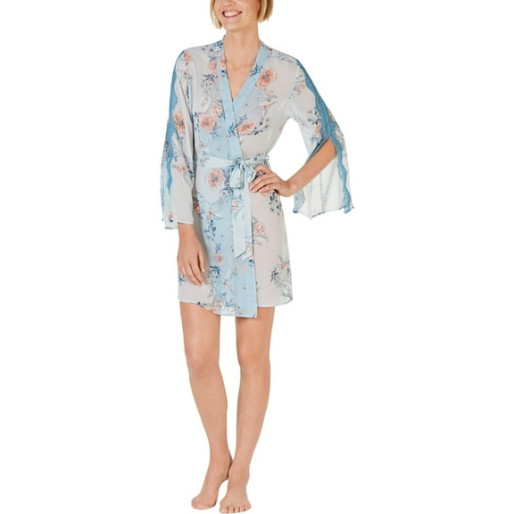INC Womens Sexy Sleepwear Wrap Robe Blue XL