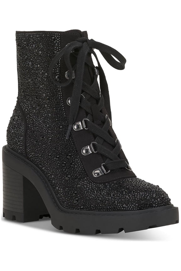 Womens Shada Embellished Textured Combat & Lace-Up Boots