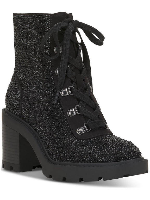 Womens Shada Embellished Textured Combat & Lace-Up Boots