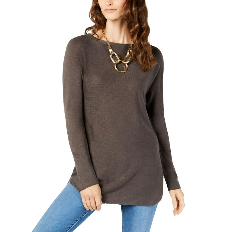 INC Womens Shirttail Sweater Dark Charcoal Small Walmart