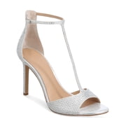 INC Womens Silver Embellished Adjustable Firah Round Toe Stiletto Buckle Dress Heeled Sandal 9.5 M