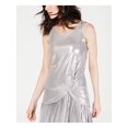 thumbnail image 1 of INC Womens Silver Metallic Twist-front Jewel Neck Tank Top Size: S, 1 of 2