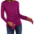 thumbnail image 1 of INC Womens Slub Long Sleeves T-Shirt Pink S, 1 of 2