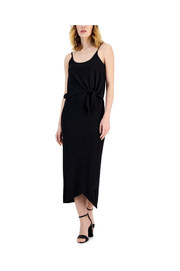 Womens Solid Rayon Midi Dress